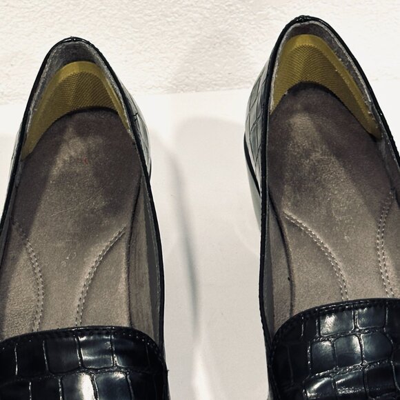 Aerosoles Loafer Wedge Shoes Comfort Black Faux Alligator Leather Womens Size 8 - Picture 8 of 8
